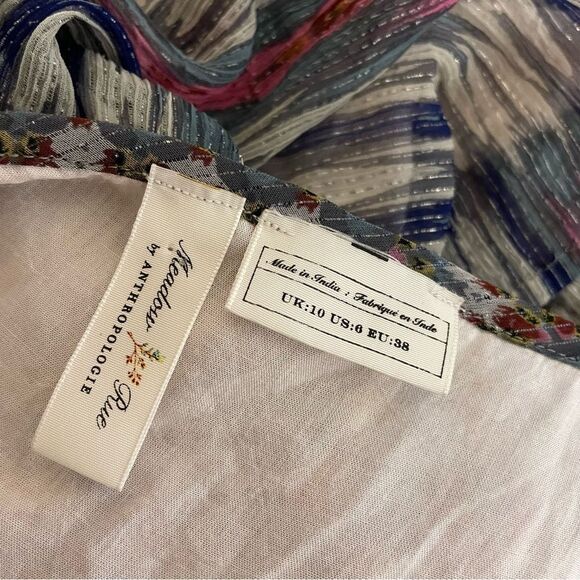 Anthropologie Meadow Rue Josie Metallic Lurex Stripe Tiered Maxi Dress Size 6 - Picture 6 of 7